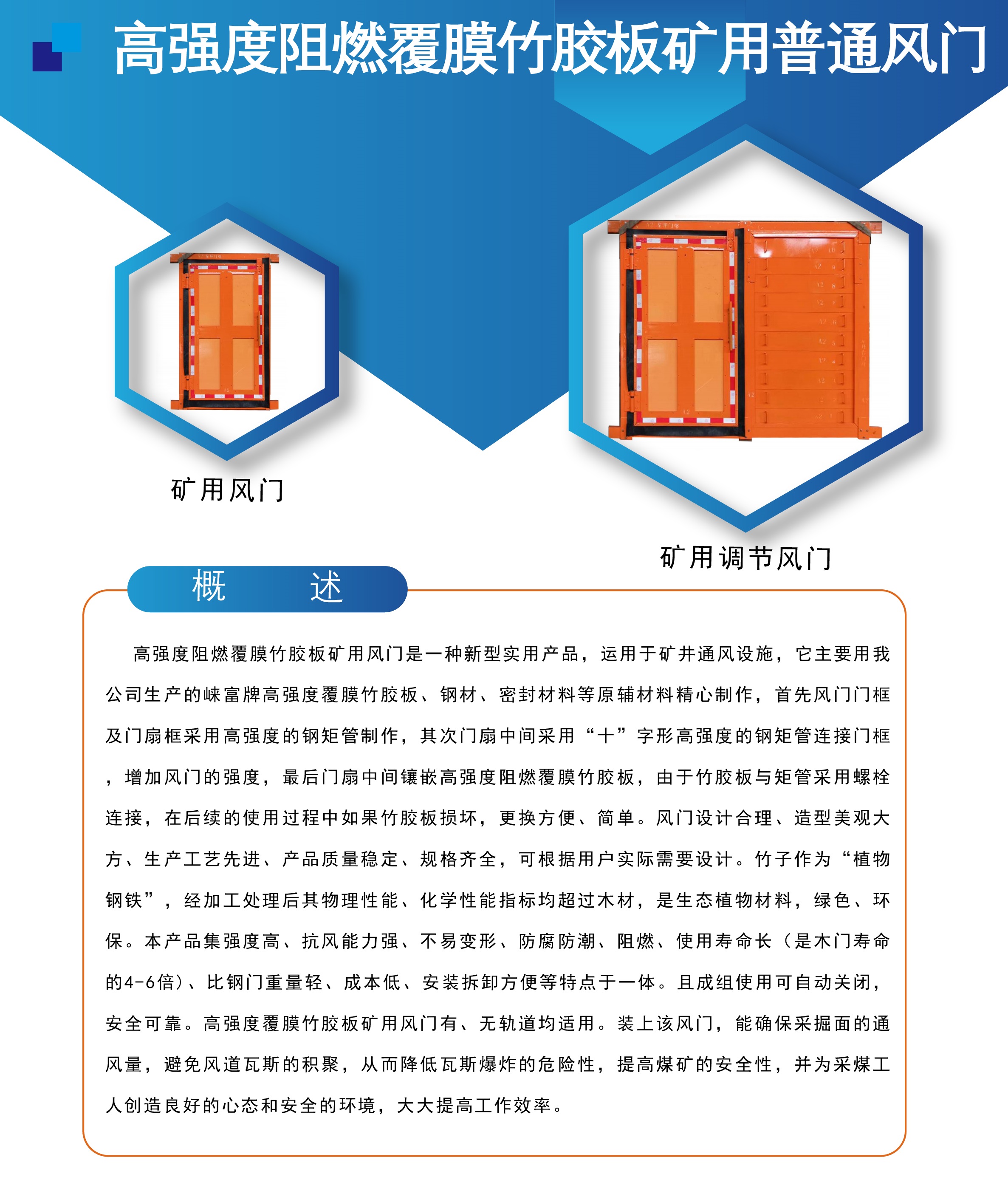 高強度阻燃覆膜竹膠板礦用普通風(fēng)門(mén)(圖1)
